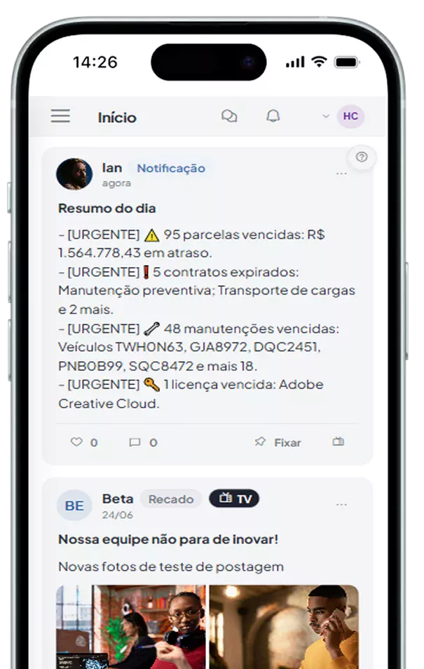 Central de notificações do Painell no celular