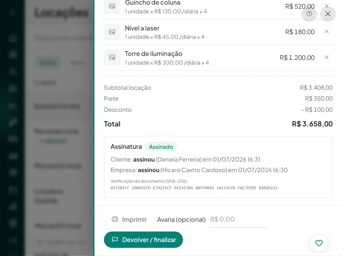Tela do Painell